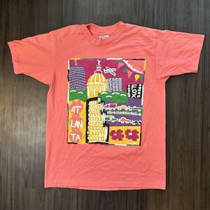 VTG Hanes Atlanta Georgia City Scene Puffer Paint Orange Men’s Size Large 90’s